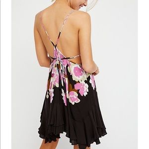 Free People Lucy Slip Dress in Dark Coal Combo